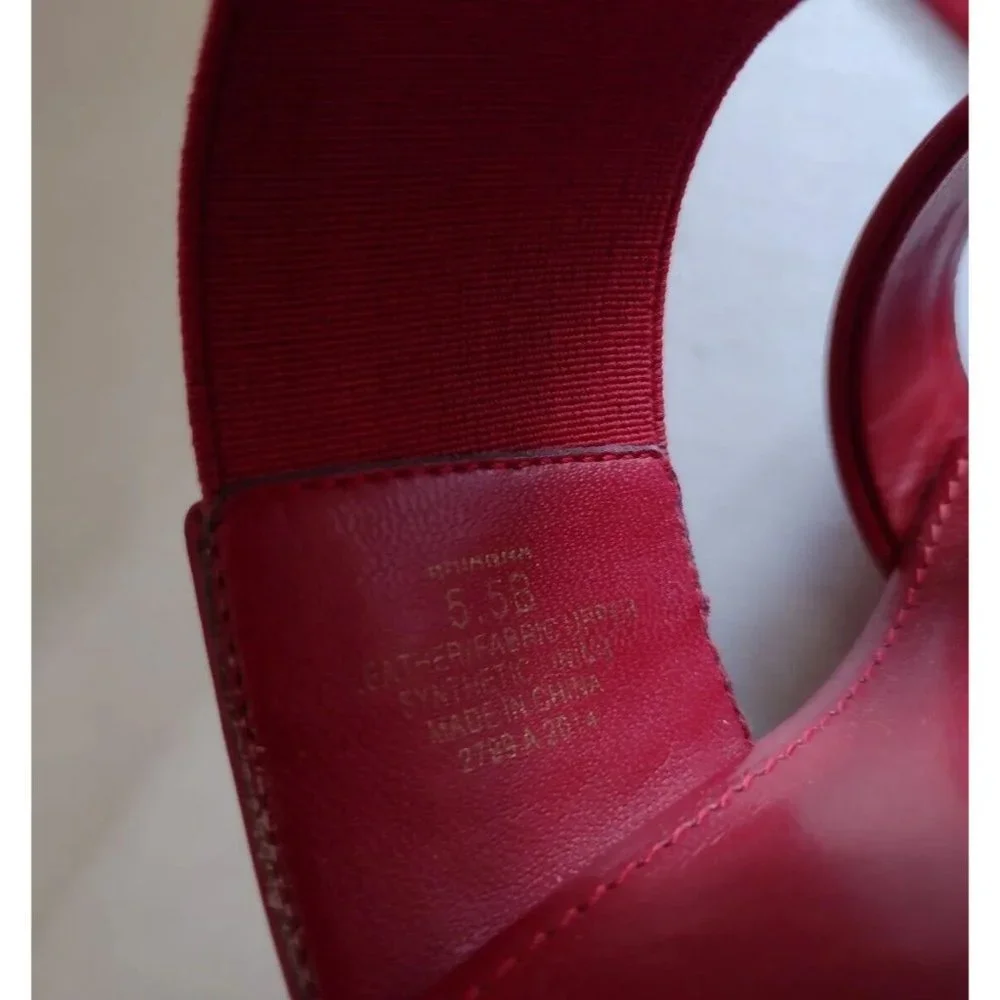 Lauren Ralph Lauren Rhianna Wedge Heels Size 5.5 B Red Slide Leather Sandals - Picture 6 of 10